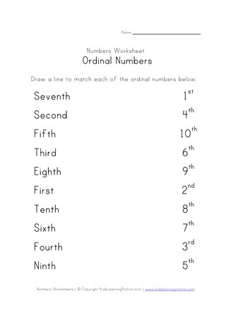 Ordinal Words and Numbers Word Wall and Matching Activity Cards