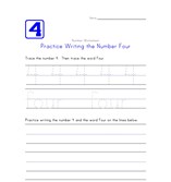 Writing Number Four 4