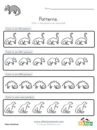 Dino patterns for preschool, Dinosaurs [pattern]