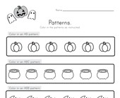 halloween reading worksheets for kindergarten Halloween Color the Patterns Worksheet