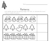 free printable worksheets for kindergarten christmas Christmas Cut and Paste Patterns Worksheet