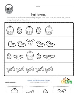 Easter Cut and Paste Patterns Worksheet