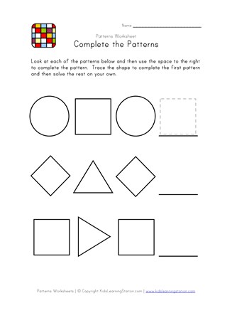 Easy Preschool Patterns Worksheet 2 - Black and White | All Kids Network