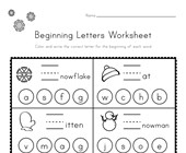 worksheet winter activities Winter Beginning Letters Worksheet