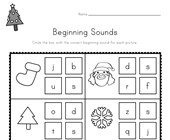 free printable worksheets for kindergarten christmas Christmas Beginning Sounds Worksheet