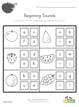 fruit beginning sounds worksheet all kids network