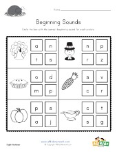 Thanksgiving Beginning Sounds Worksheet | All Kids Network