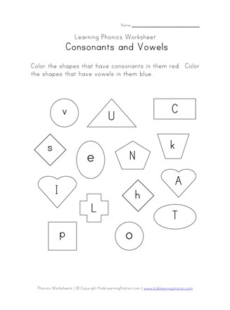 Phonics Worksheet - Consonants and Vowels - WS1B | All Kids Network