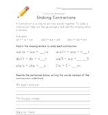 learning contractions worksheet