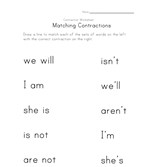 matching contractions worksheet