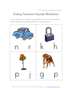 ending consonants worksheet four
