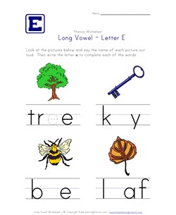 long vowel e worksheet
