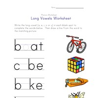 Worksheets Long Vowels Worksheets long vowel matching worksheet a e i and o all kids network