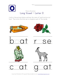 long vowel o worksheet