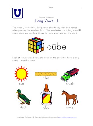 long vowel u sounds worksheet all kids network