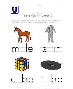 long vowel u worksheet