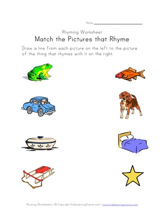 Rhyming Words Worksheet - Version One | All Kids Network