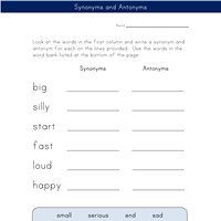 Printables Synonyms And Antonyms Worksheets synonym and antonym worksheets all kids network