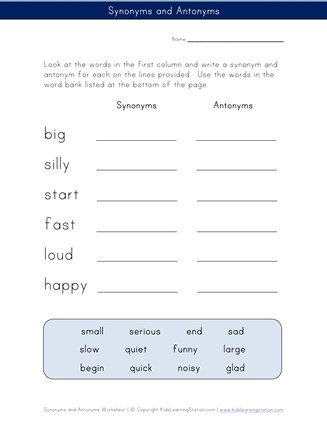 Synonyms and Antonyms in 1st Grade