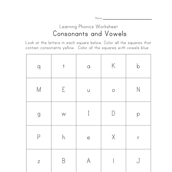 Worksheets Vowels And Consonants Worksheets consonants and vowel phonics worksheets all kids network