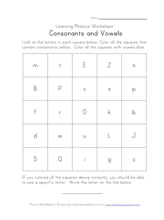 consonants vowels worksheet