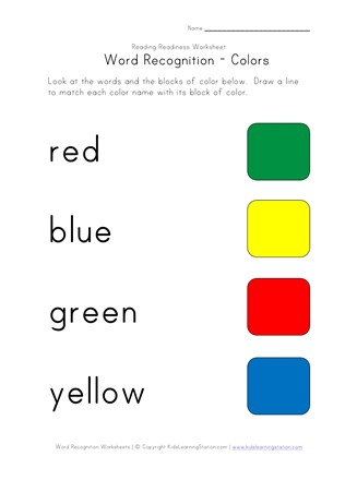 Word Recognition Worksheet Colors All Kids Network