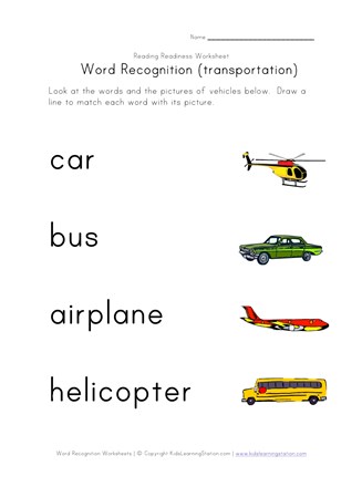 Transportation Matching worksheet  Vocabulary, English vocabulary