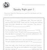 Spooky Night Cloze Reading