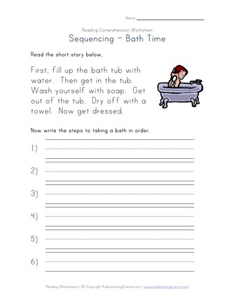 Reading and sequencing worksheets for kindergarten