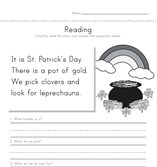 St. Patrick's Day Reading Comprehension Worksheet