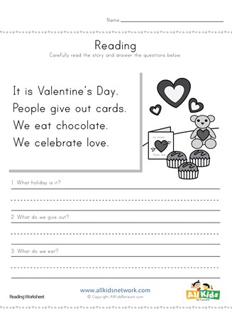 Valentine's Day Reading Comprehension Worksheet | All Kids Network