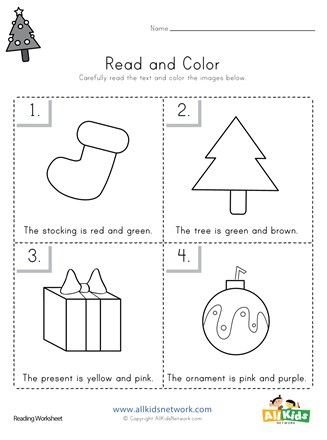 christmas read and color worksheet all kids network