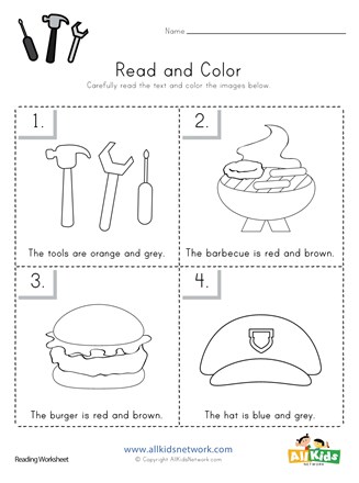 Labor Day Read and Color Worksheet | All Kids Network