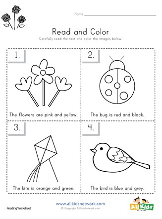 spring read and color worksheet all kids network