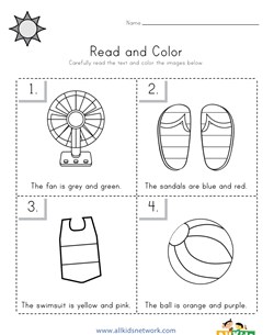 Summer Read and Color Worksheet