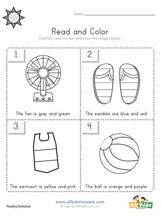 summer read and color worksheet all kids network