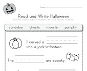 halloween reading worksheets for kindergarten Halloween Read and Write Worksheet