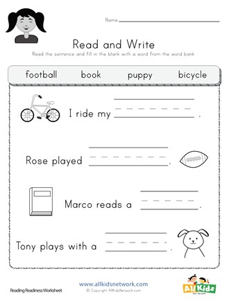 Read and Write Worksheet | All Kids Network