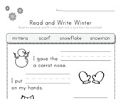 worksheet winter activities Winter Read and Write Worksheet