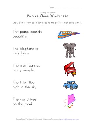 picture clues worksheet