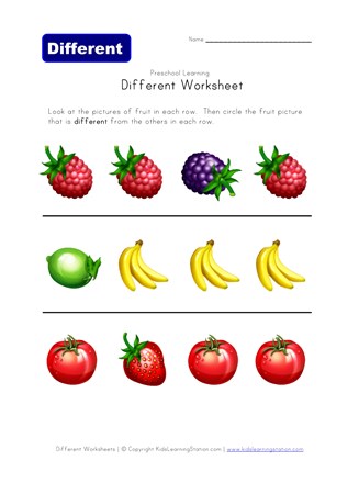 different worksheet