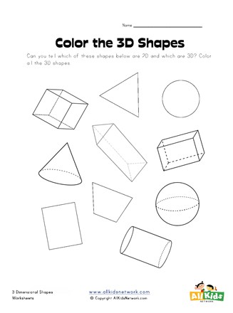 color the 3d shapes worksheet all kids network