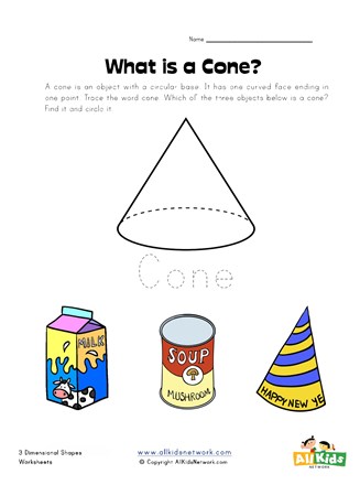 Free cone worksheets for kindergartens