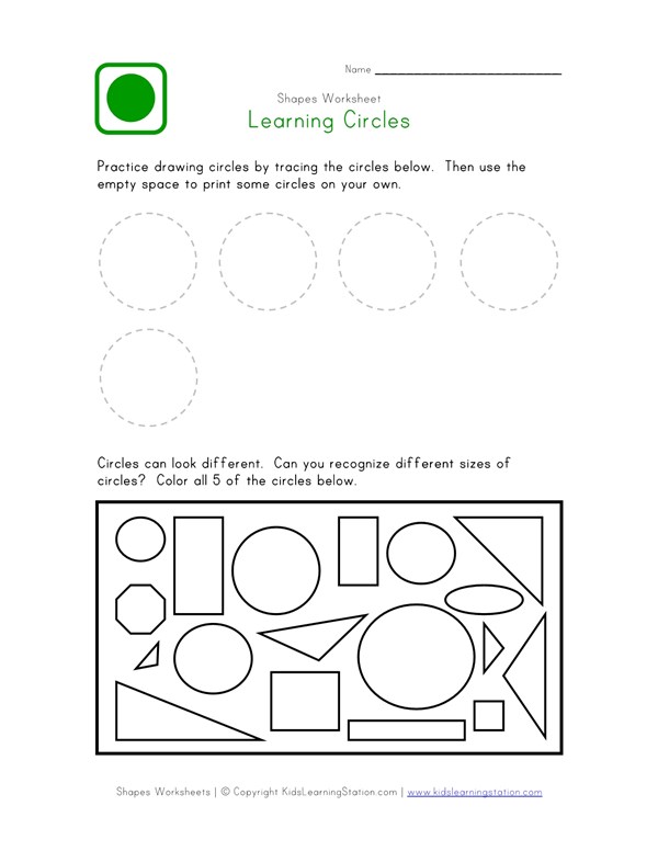 Circle Worksheet For Kids