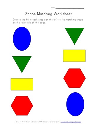shapes matching worksheet