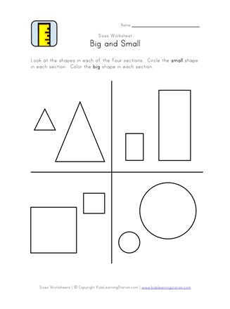 Big and Small Worksheets - Academy Worksheets