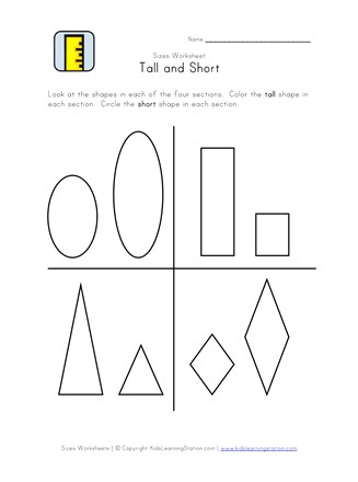 Tall and Short interactive worksheet for Pre-Kinder