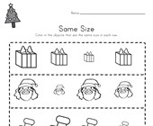 free printable worksheets for kindergarten christmas same size worksheet