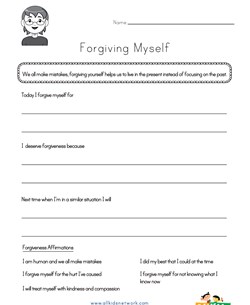 Forgiving Myself Worksheet