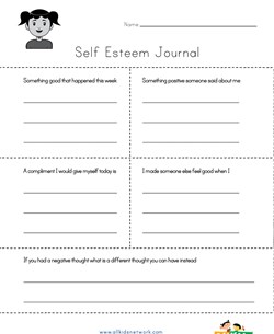 Self-Esteem Journal Worksheet